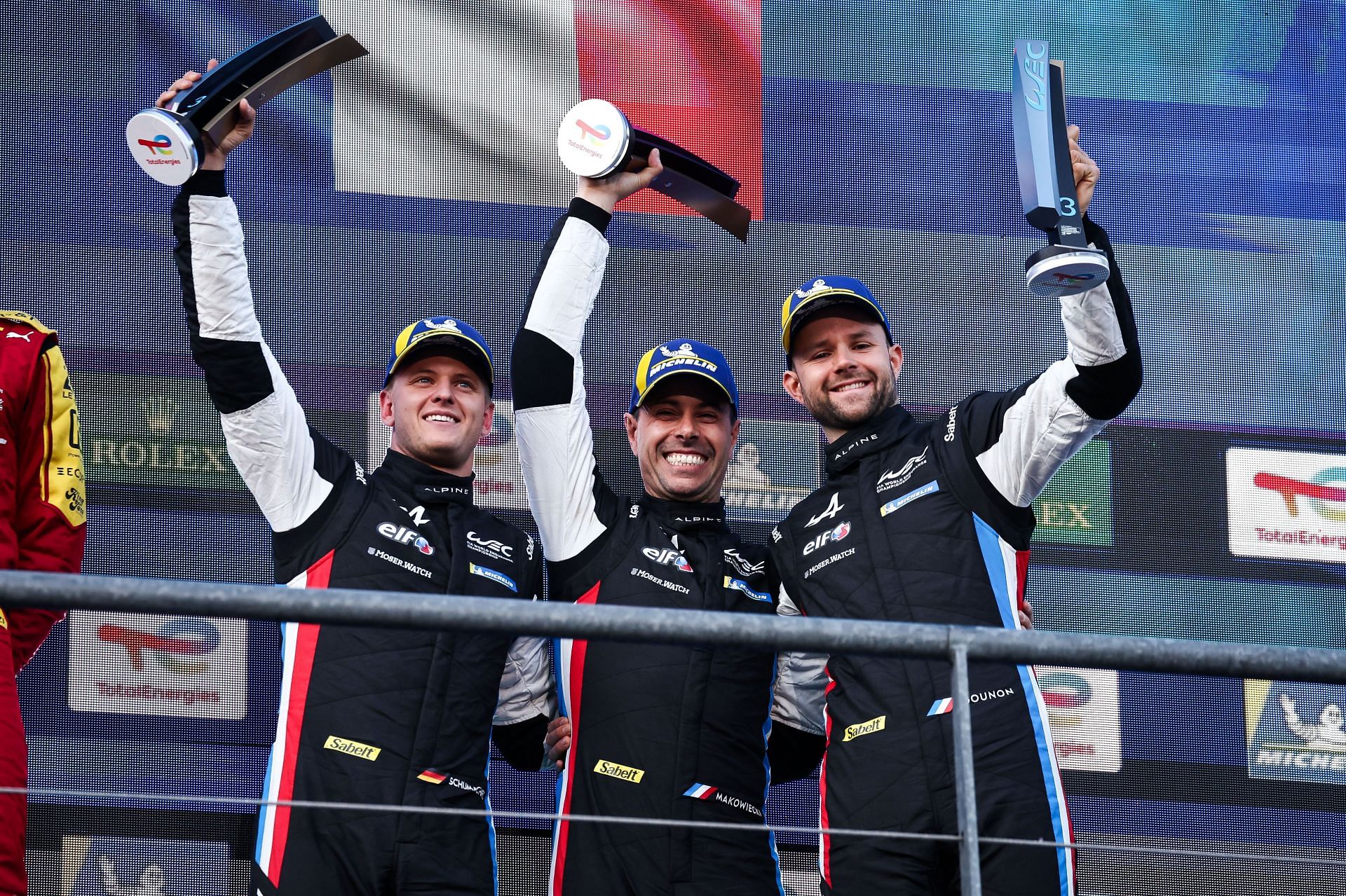 Mick Schumacher celebrates a podium finish in the WEC 6 Hours of Spa (Getty Images)